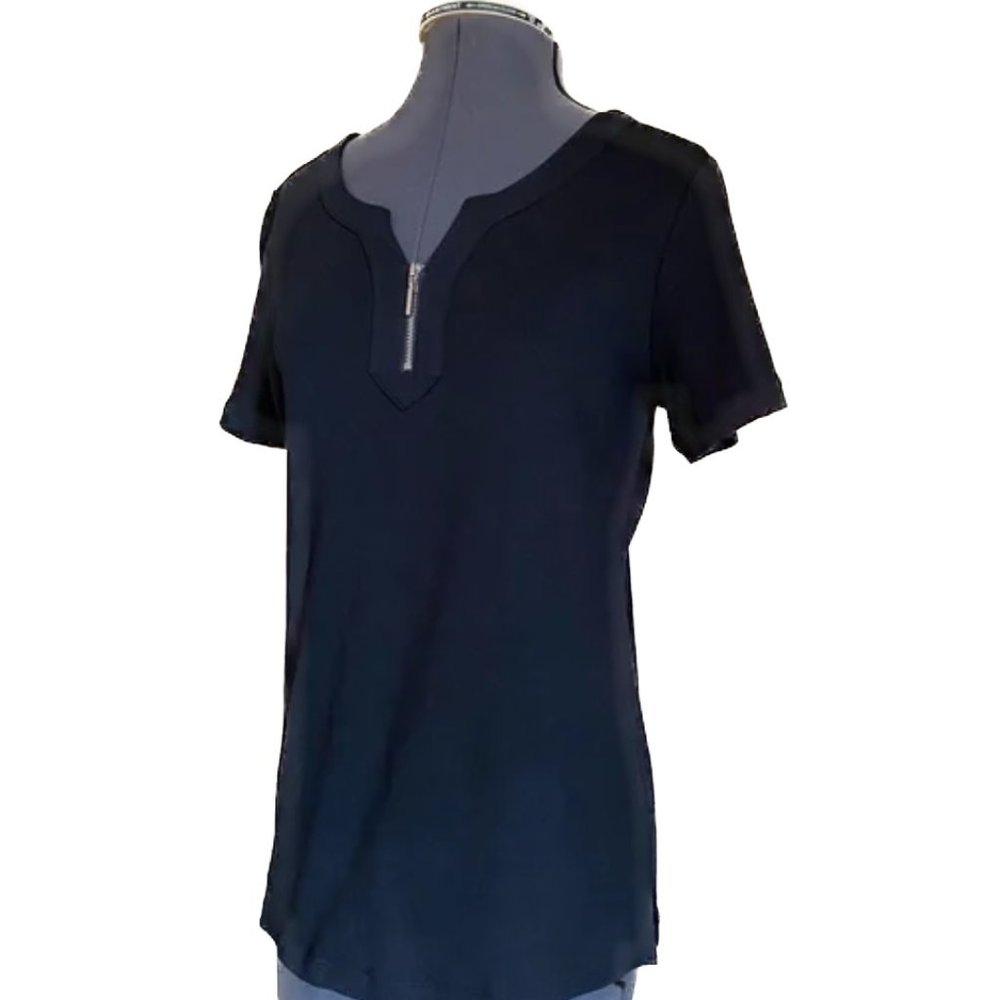 Karen Scott T-Shirt Black Short Sleeve 100% Cotton
